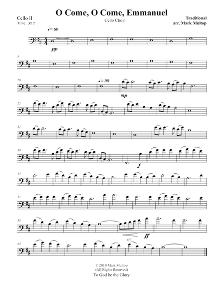O Come, O Come, Emmanuel (Cello Choir) String Quintet scores gallery preview page 4