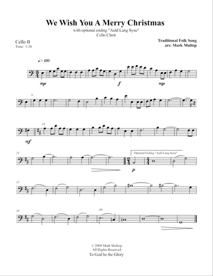 We Wish You A Merry Christmas (Cello Choir) String Quintet scores gallery preview page 4