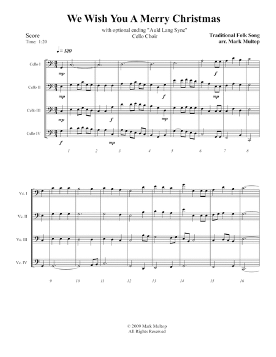 We Wish You A Merry Christmas (Cello Choir) String Quintet scores gallery preview page 5