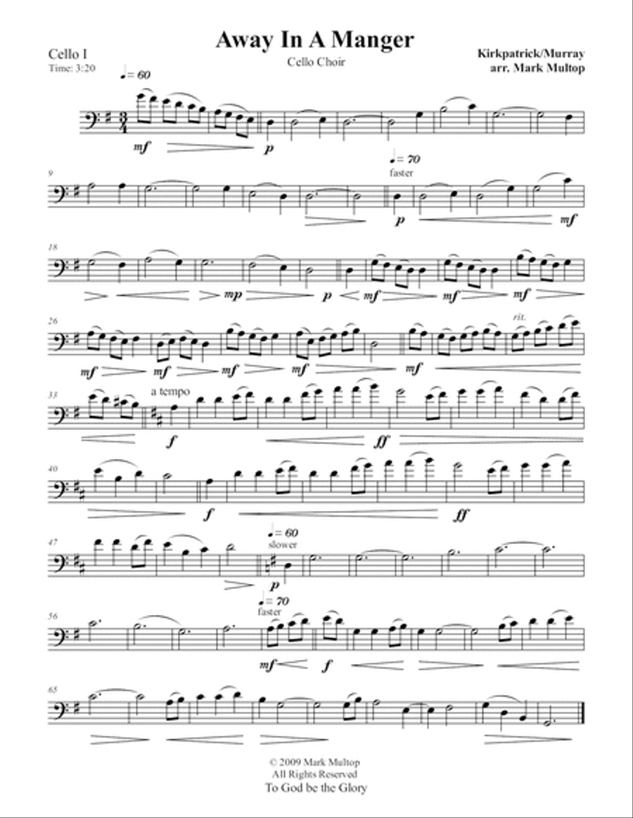 Away In A Manger (Cello Choir) String Quintet scores gallery preview page 3