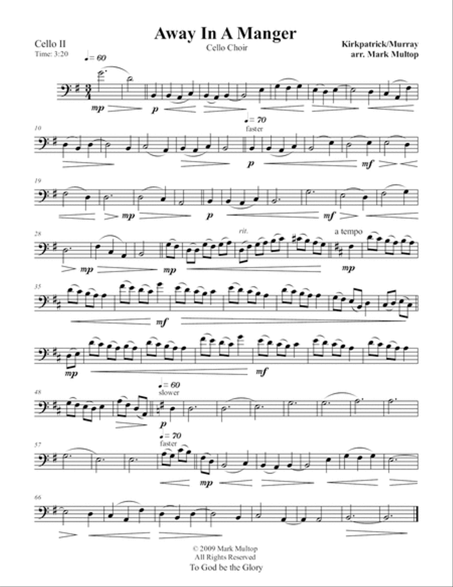 Away In A Manger (Cello Choir) String Quintet scores gallery preview page 4