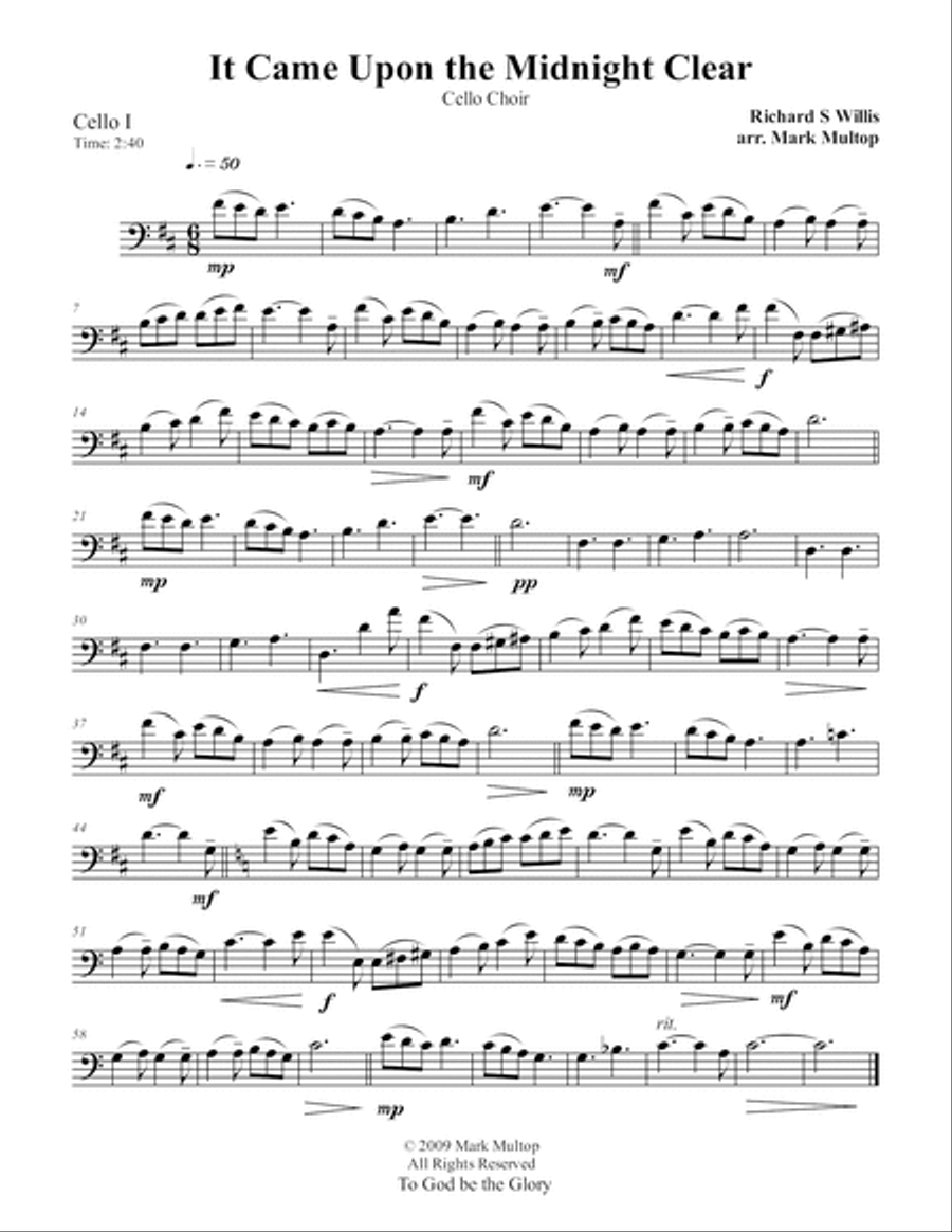 It Came Upon the Midnight Clear (Cello Choir) String Quintet scores gallery preview page 3