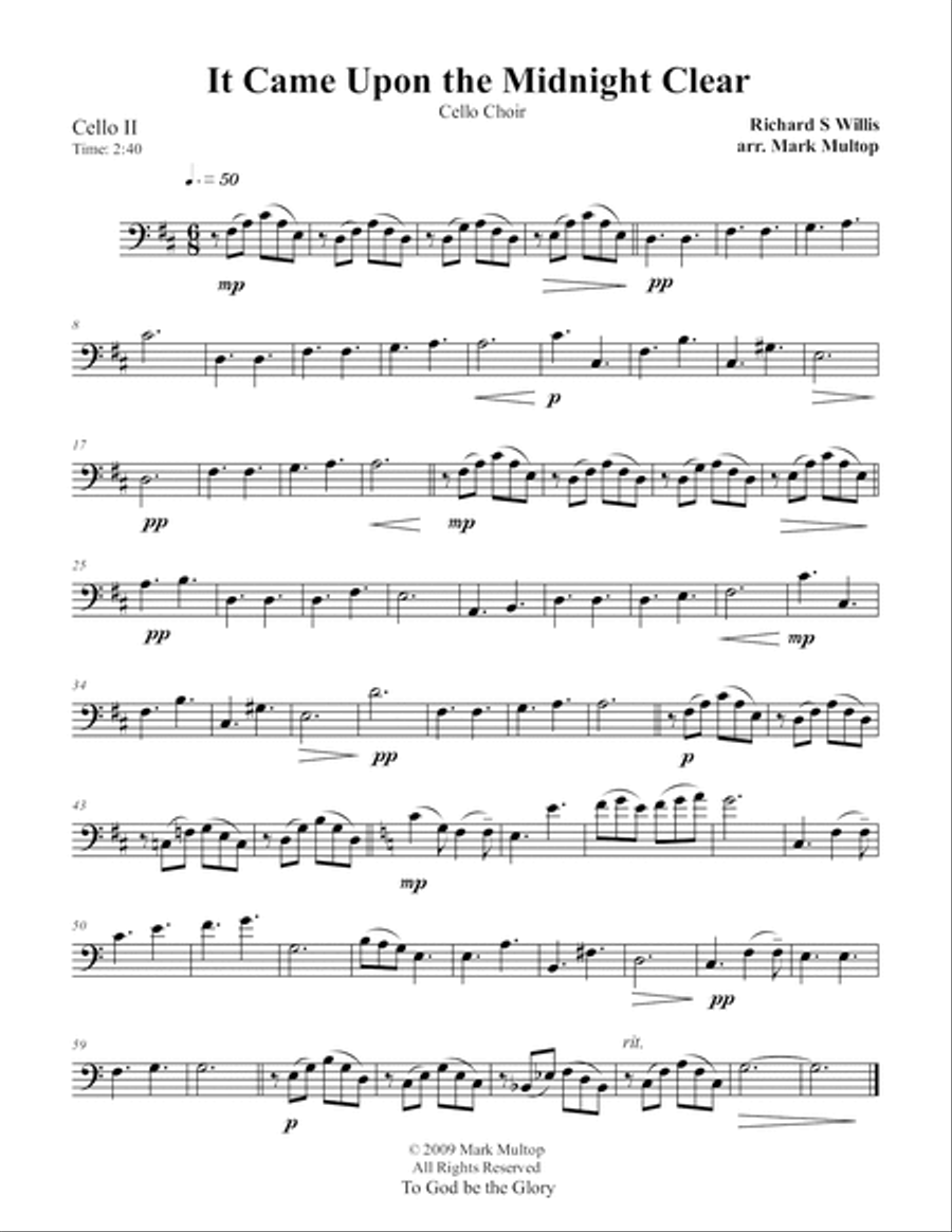 It Came Upon the Midnight Clear (Cello Choir) String Quintet scores gallery preview page 4
