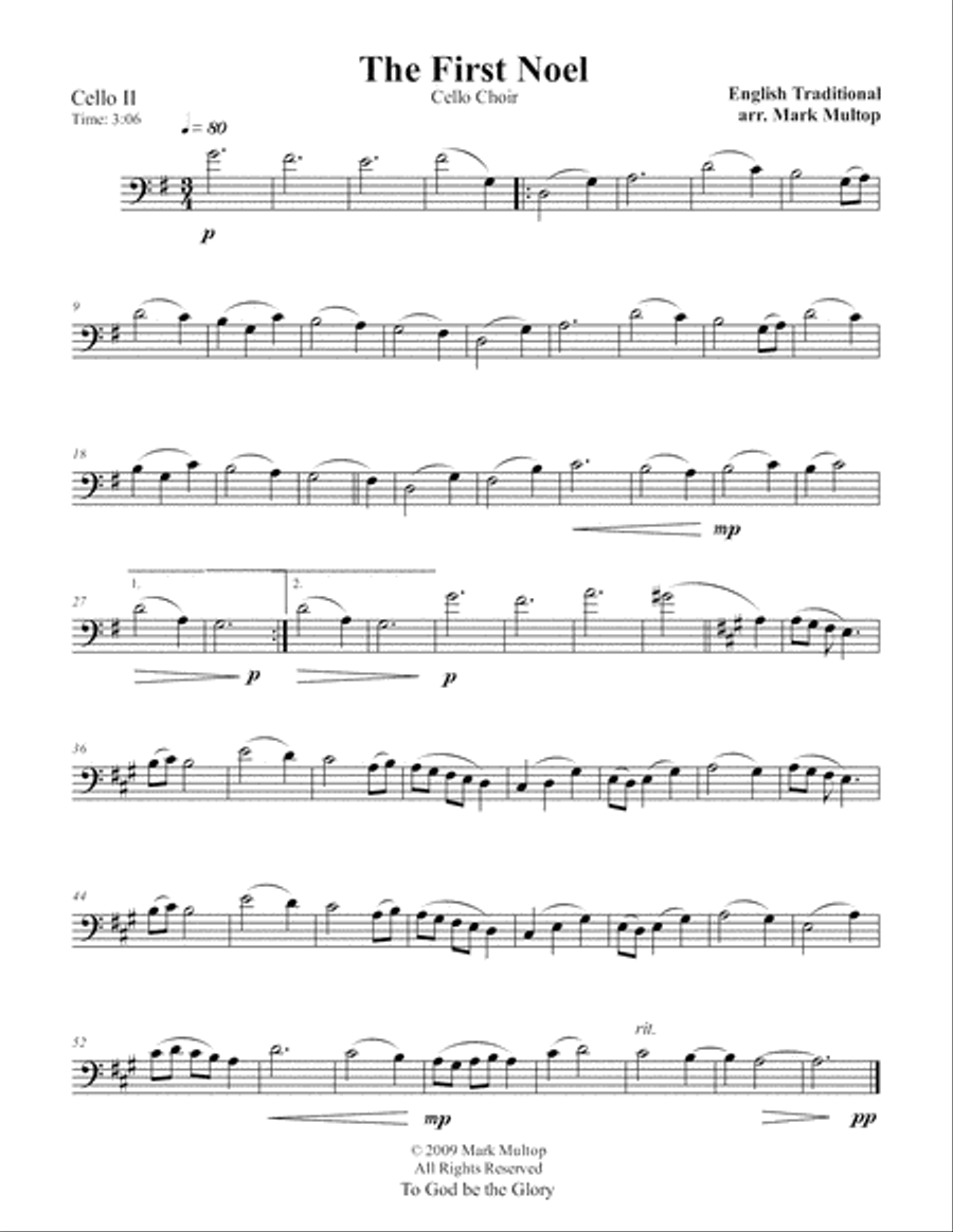 The First Noel (Cello Choir) String Quintet scores gallery preview page 4