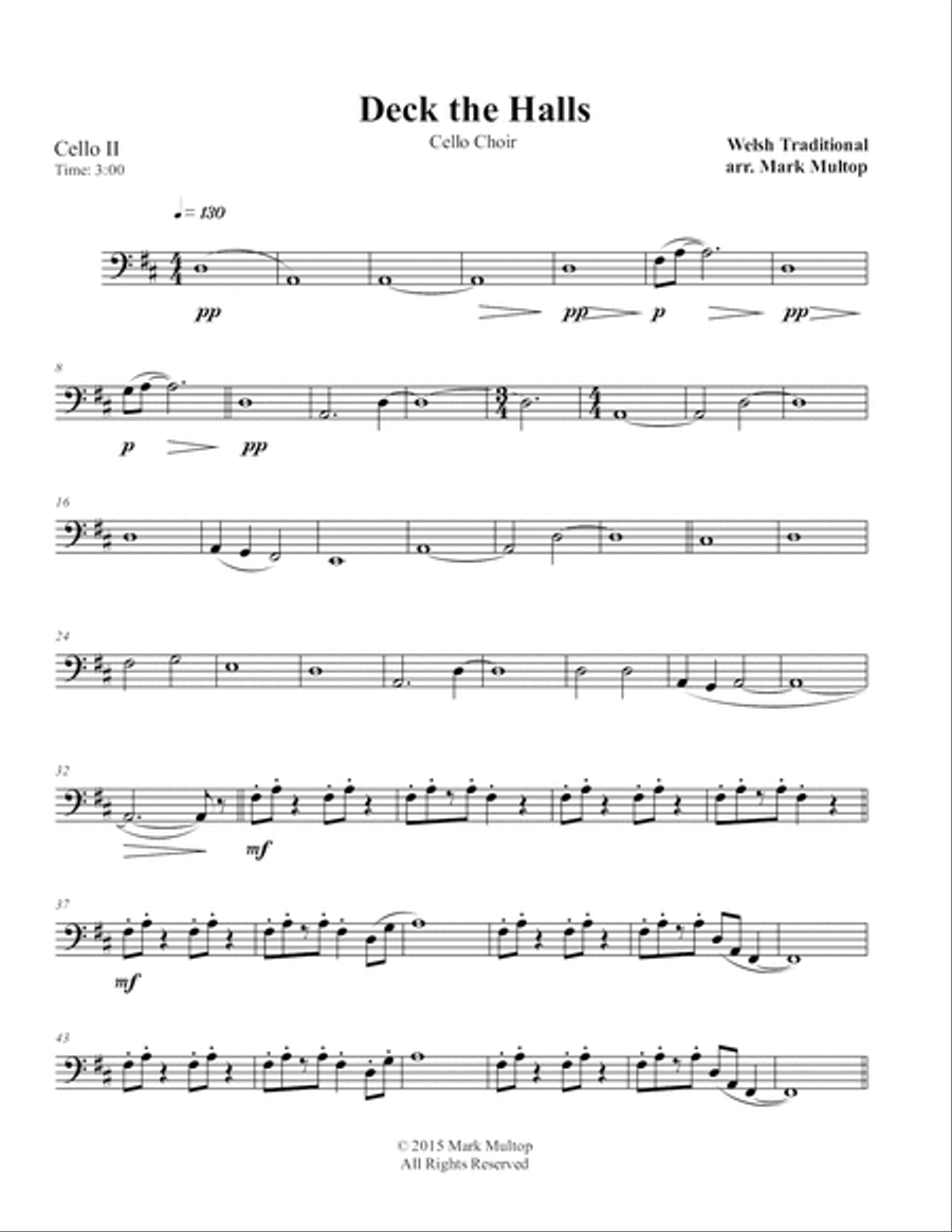 Deck the Halls (Cello Choir) String Quintet scores gallery preview page 5