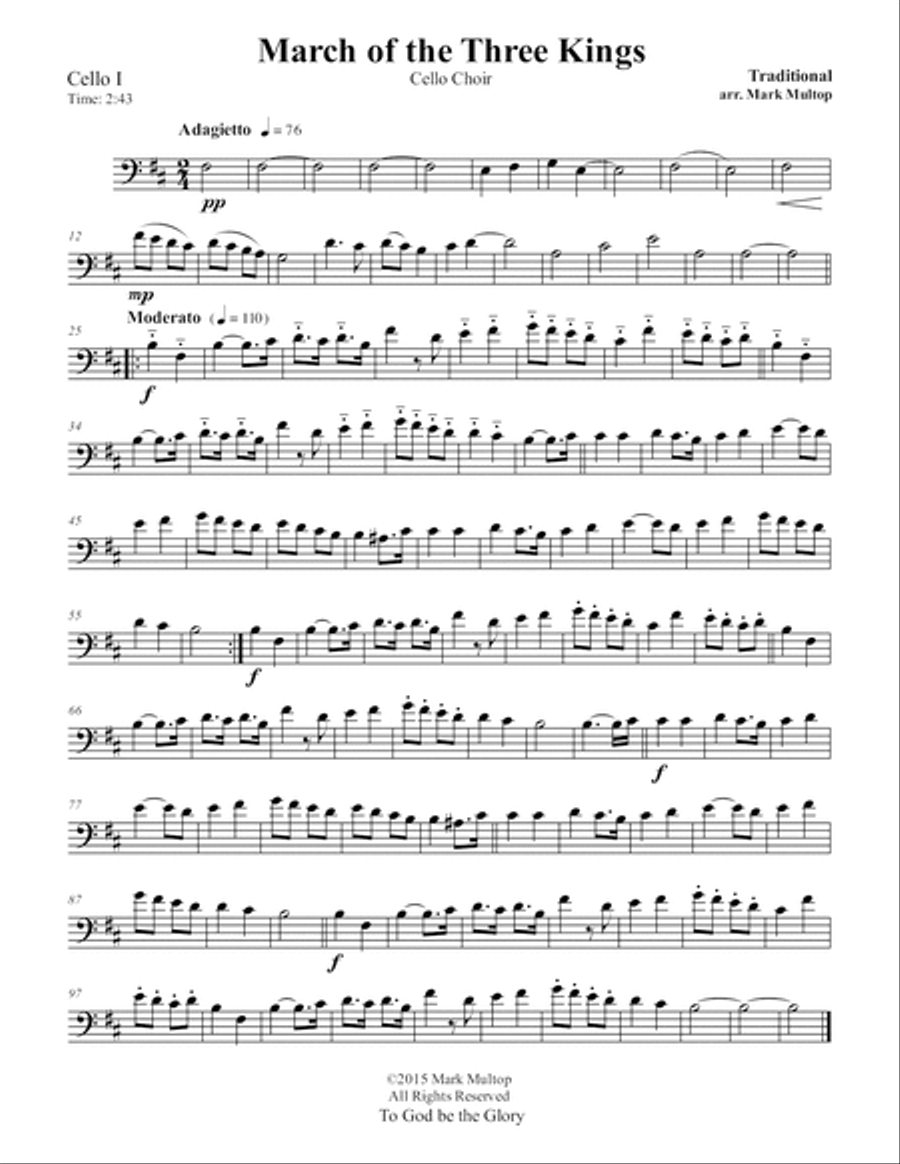 March of the Three Kings (Cello Choir) String Quintet scores gallery preview page 3