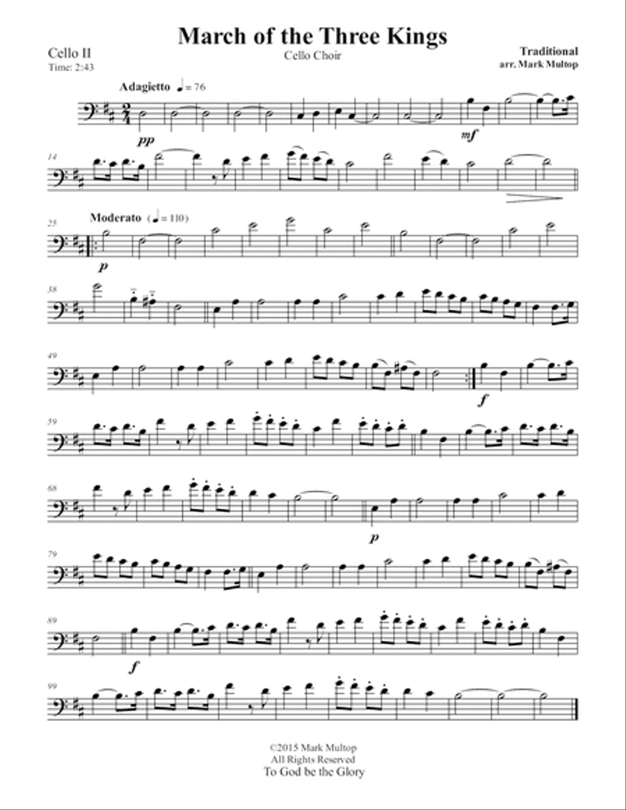 March of the Three Kings (Cello Choir) String Quintet scores gallery preview page 4