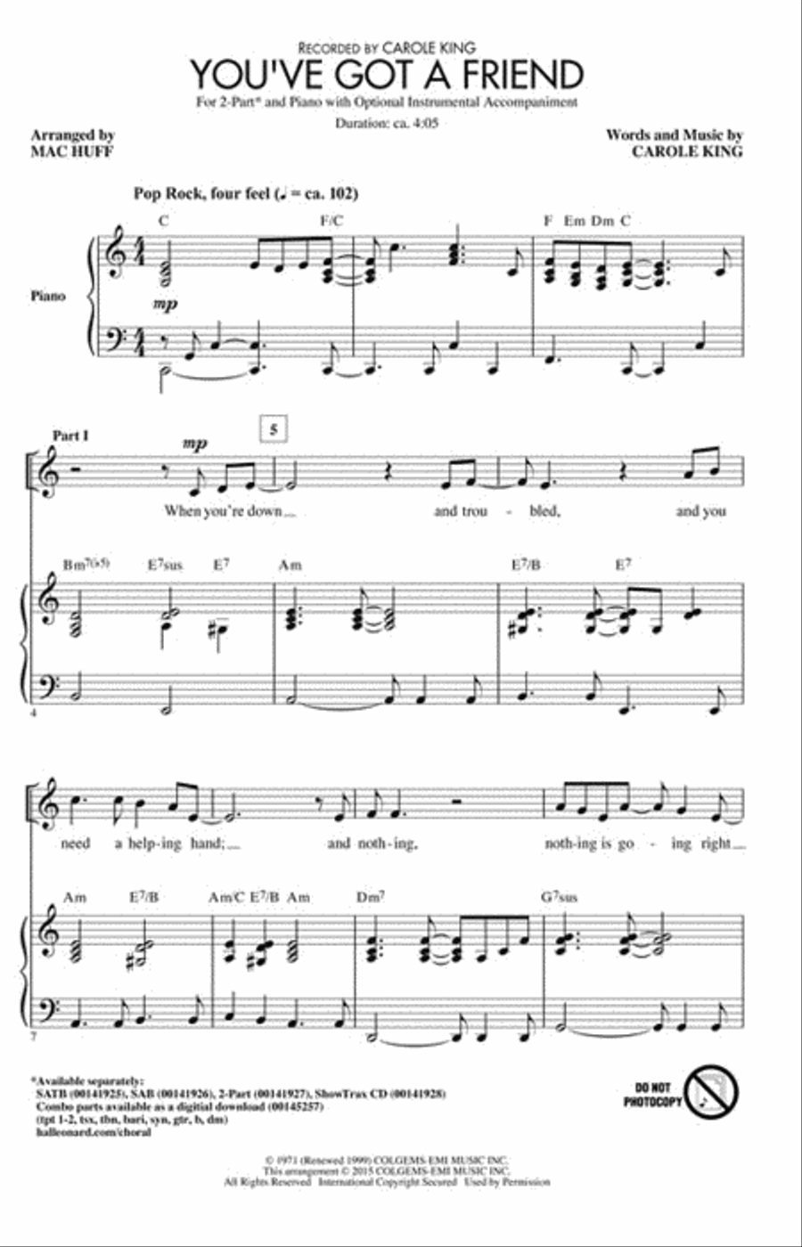You've Got a Friend You've Got a Friend 2-Part scores gallery preview page 2