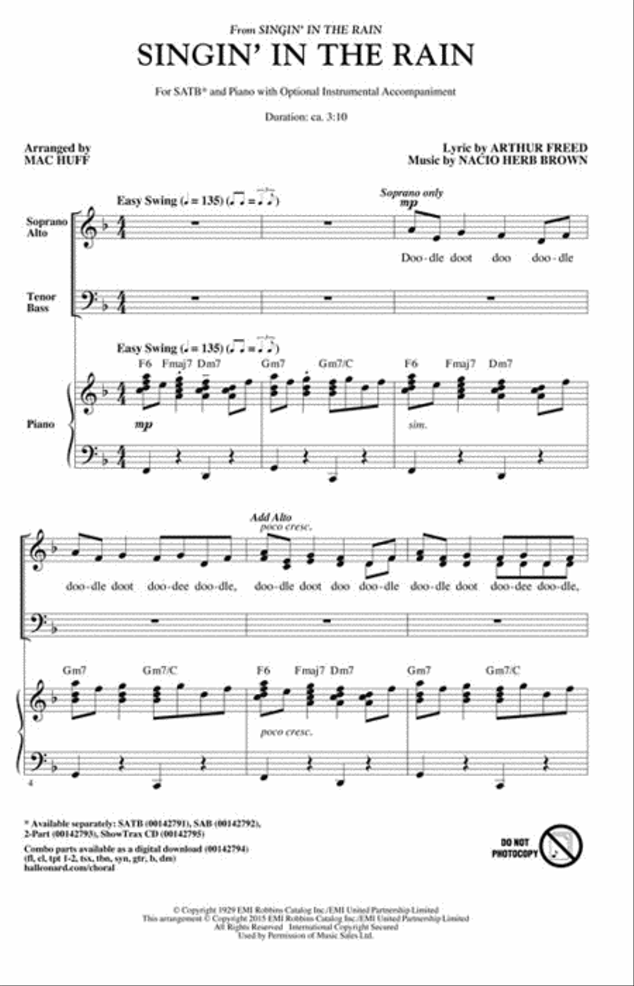Singin' in the Rain Singin' in the Rain 4-Part scores gallery preview page 2