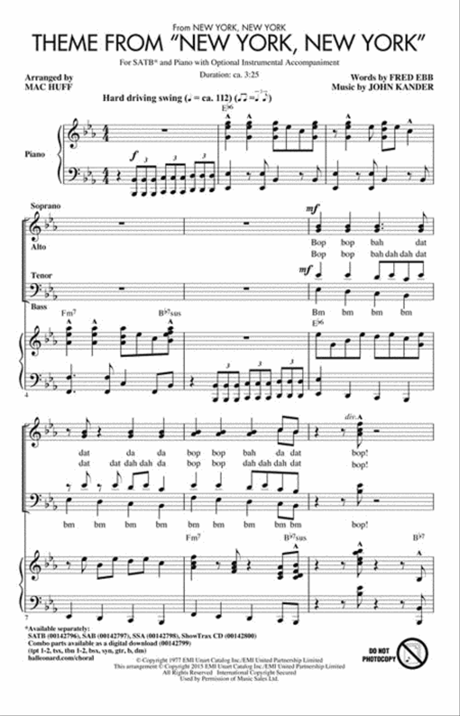 Theme from “New York, New York” 4-Part scores gallery preview page 2