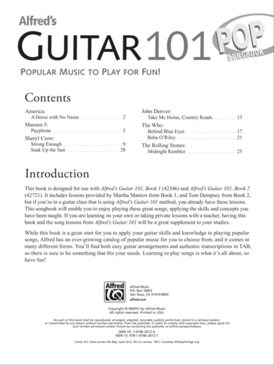 Alfred's Guitar 101, Pop Songbook Electric Guitar scores gallery preview page 2