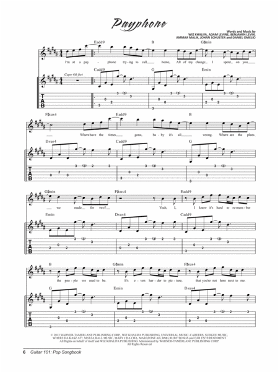 Alfred's Guitar 101, Pop Songbook Electric Guitar scores gallery preview page 4