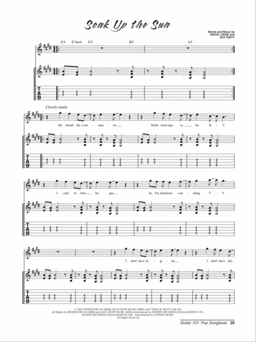 Alfred's Guitar 101, Pop Songbook Electric Guitar scores gallery preview page 8