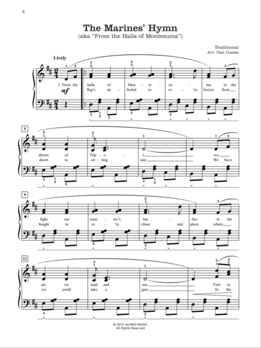 Official Songs of the United States Armed Forces Piano Solo scores gallery preview page 8