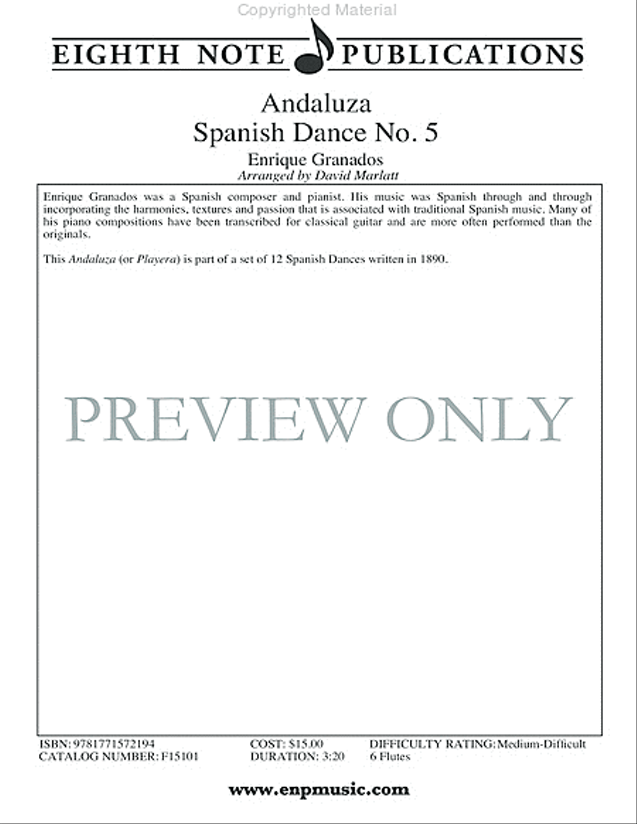 Andaluza -- Spanish Dance No. 5 Small Ensemble scores gallery preview page 2