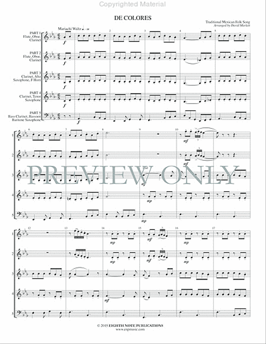 De Colores De Colores Woodwind Ensemble scores gallery preview page 3