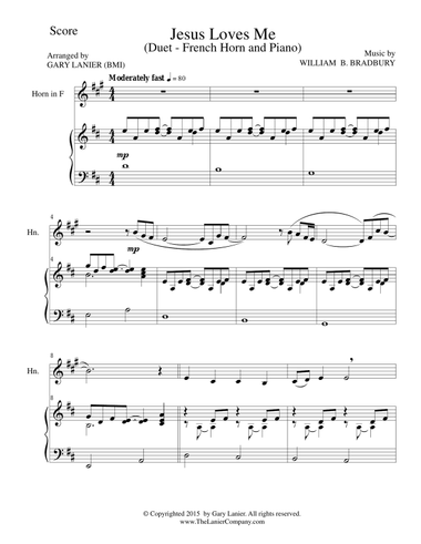 JESUS LOVES ME (Duet – French Horn and Piano/Score and Parts)