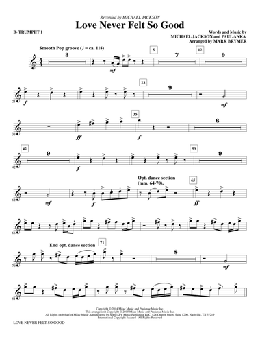 Love Never Felt So Good - Bb Trumpet 1