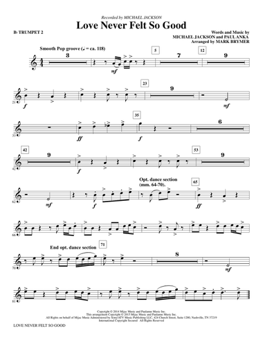 Love Never Felt So Good - Bb Trumpet 2