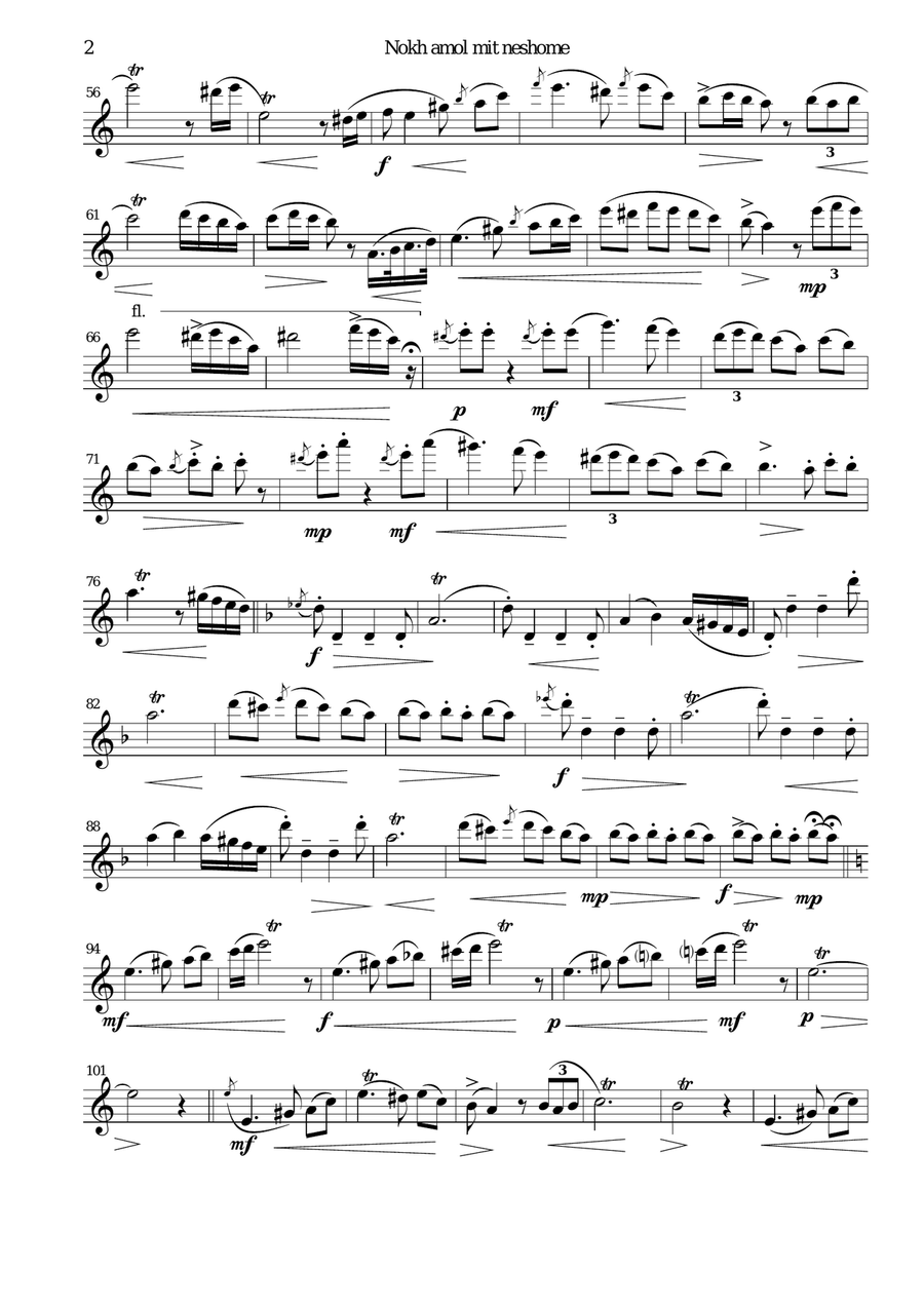 Nokh amol mit neshome (Once more with soul) for flute solo Flute Solo scores gallery preview page 2