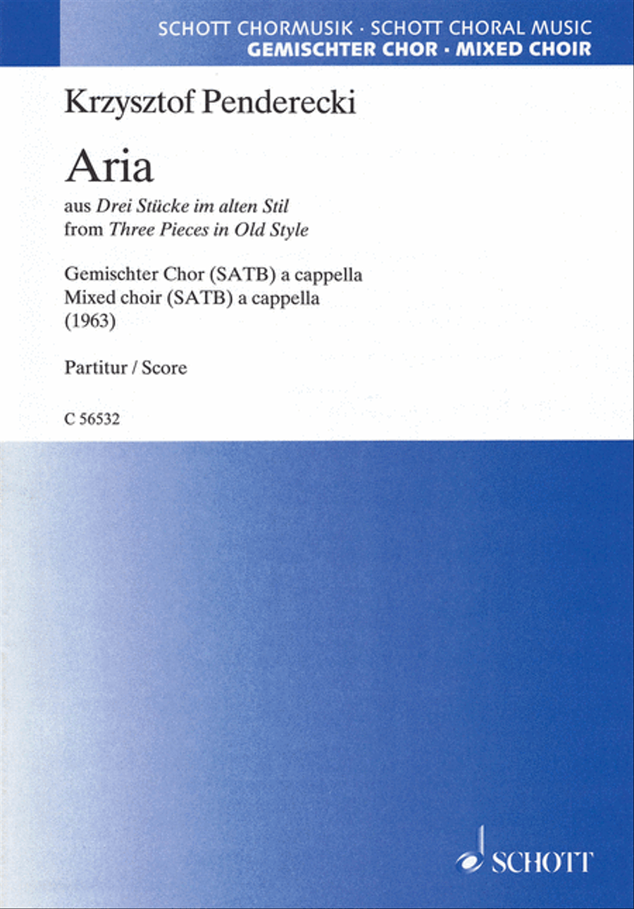 Aria from 'Three Pieces in Old Style' 4-Part scores gallery preview page 1