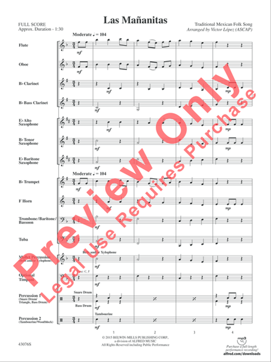Las Mañanitas Las Mañanitas Concert Band scores gallery preview page 3