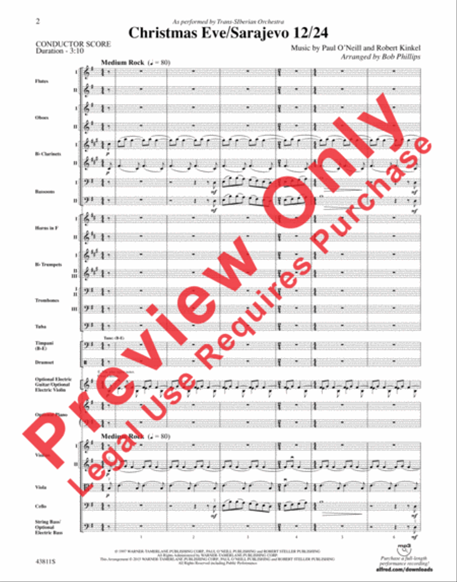 Christmas Eve/Sarajevo 12/24 Full Orchestra scores gallery preview page 3