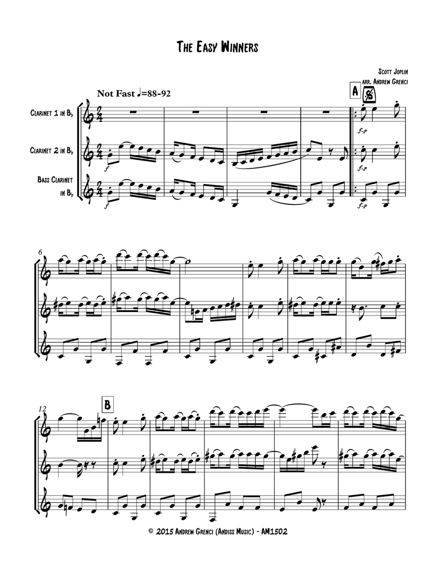 The Easy Winners for clarinet trio Clarinet Trio scores gallery preview page 3