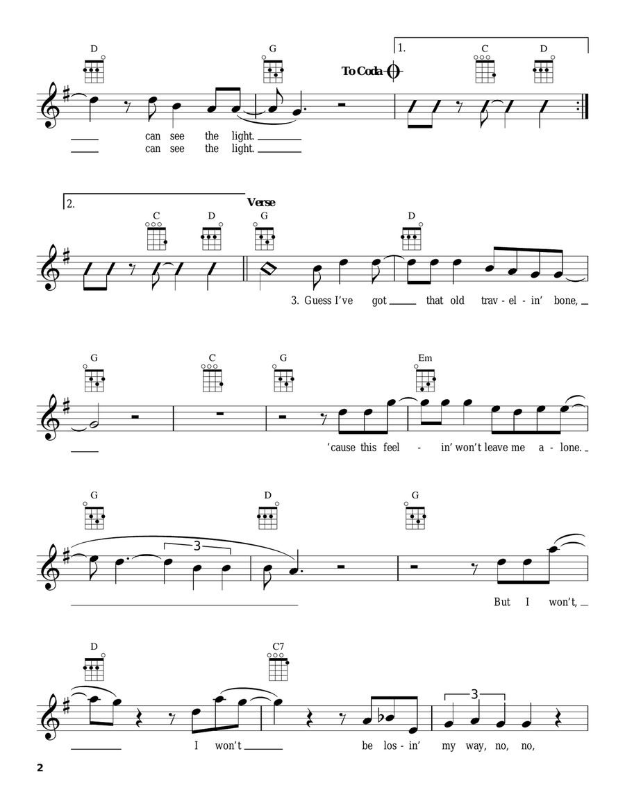 Long As I Can See The Light Ukulele scores gallery preview page 2