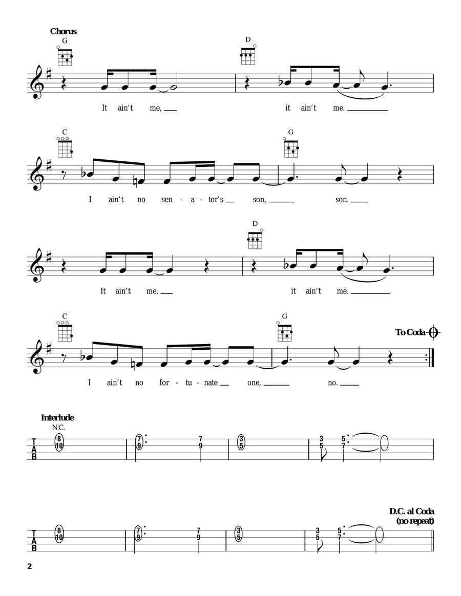 Fortunate Son Fortunate Son Ukulele scores gallery preview page 2