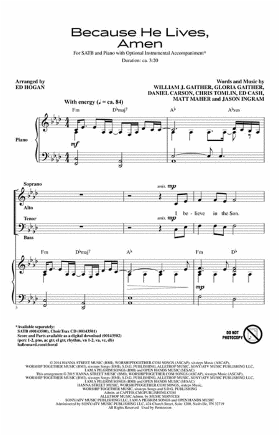 Because He Lives, Amen Choir scores gallery preview page 2