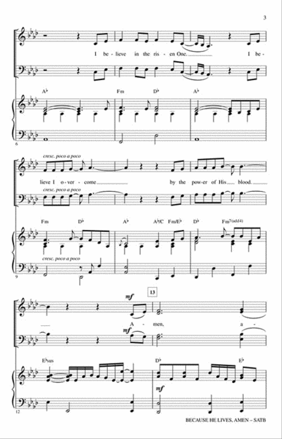 Because He Lives, Amen Choir scores gallery preview page 3