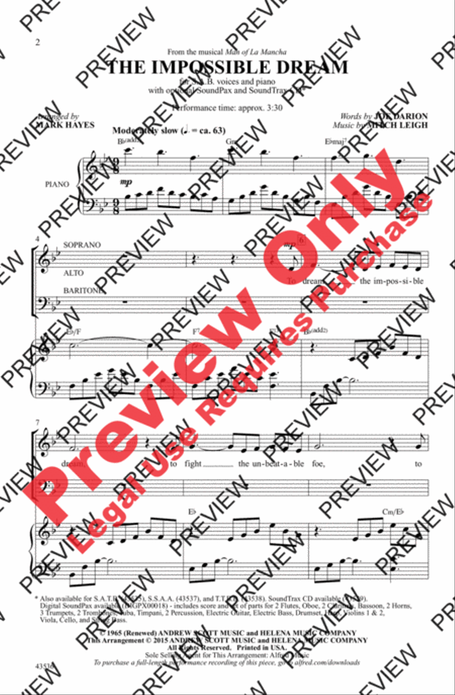 The Impossible Dream The Impossible Dream 3-Part scores gallery preview page 2