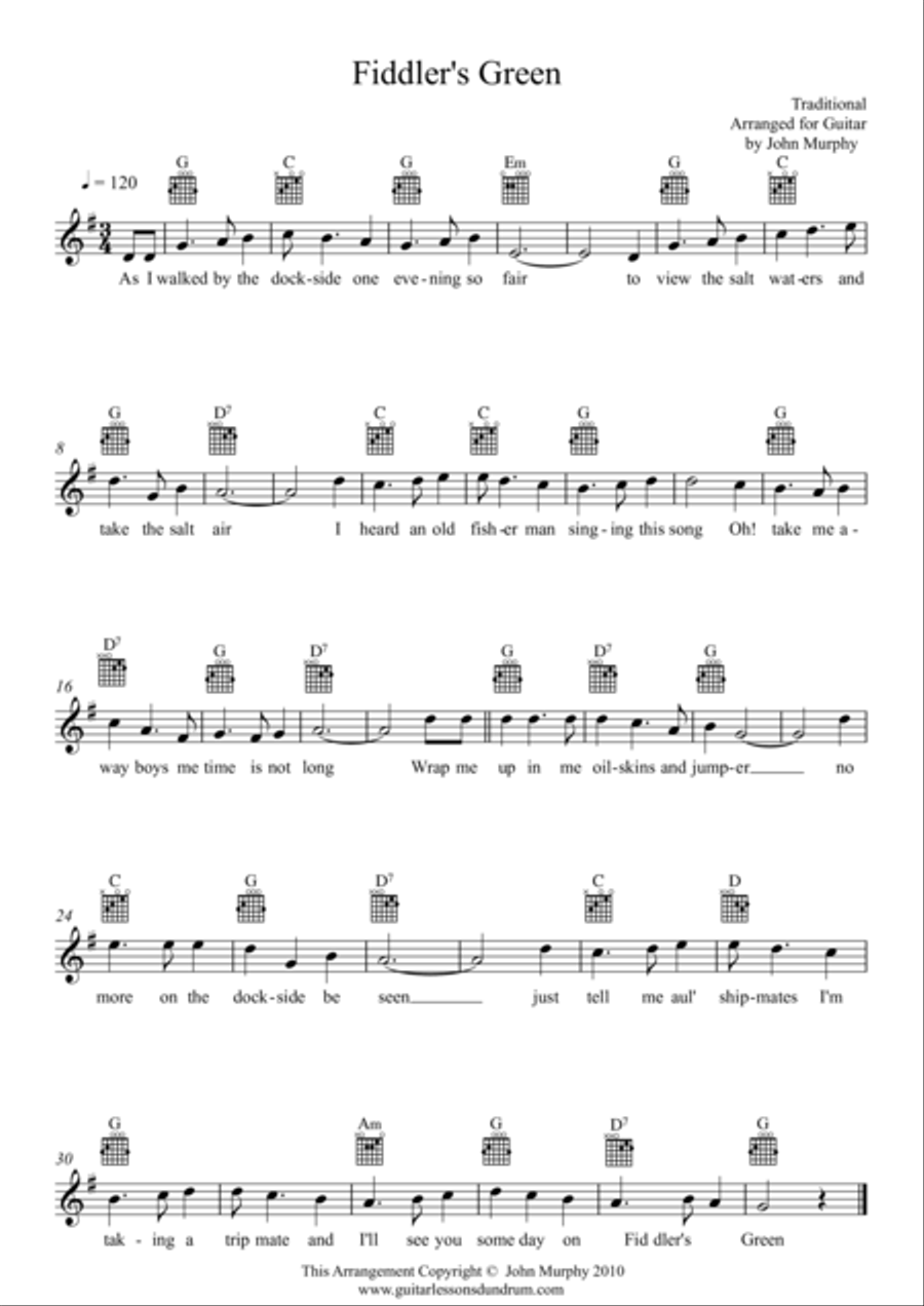 Fiddlers Green Acoustic Guitar scores gallery preview page 1
