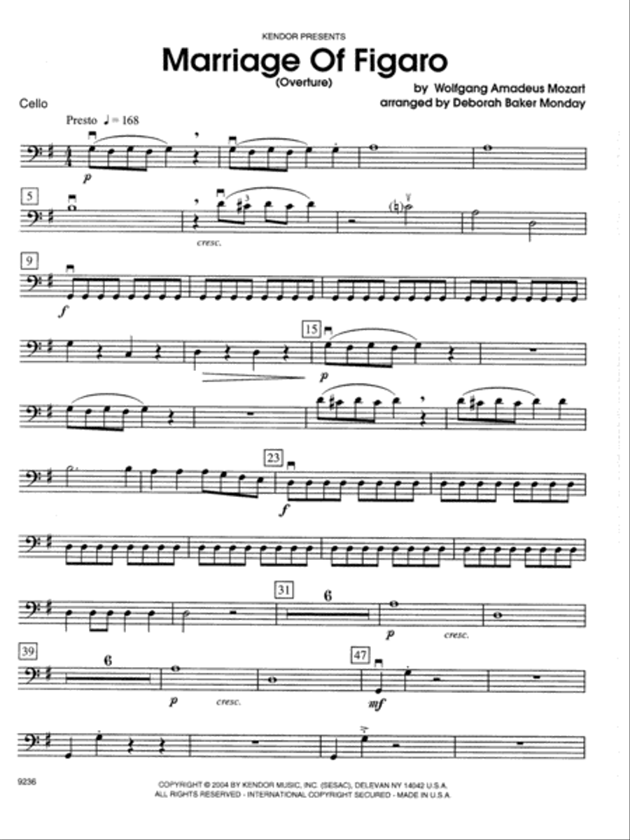 Marriage Of Figaro (Overture) - Cello Orchestra scores gallery preview page 1