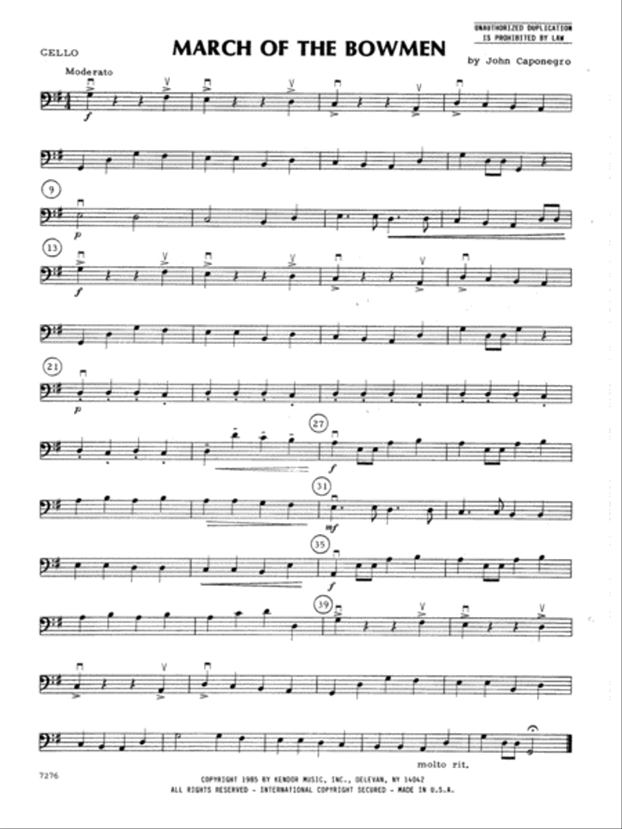 March Of The Bowmen - Cello Orchestra scores gallery preview page 1