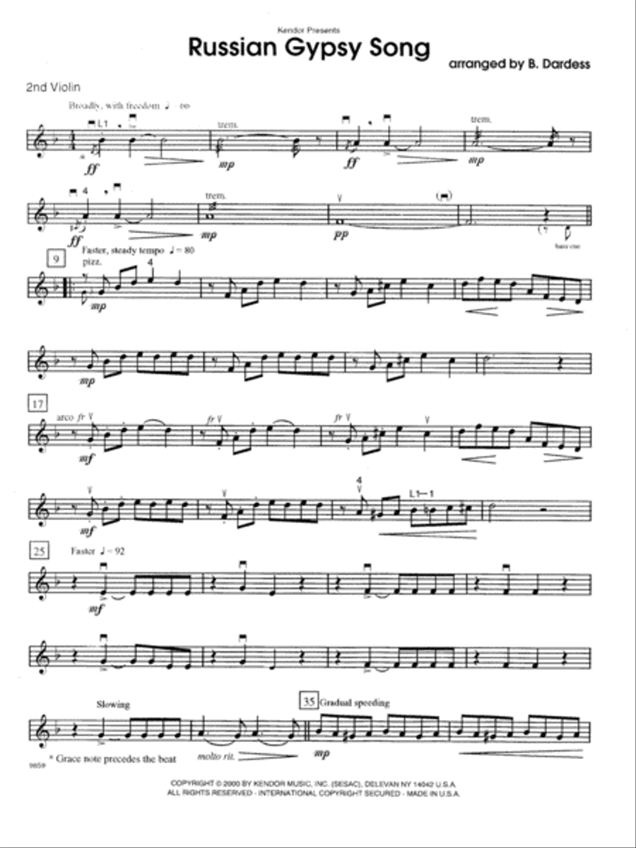Russian Gypsy Song - 2nd Violin Orchestra scores gallery preview page 1