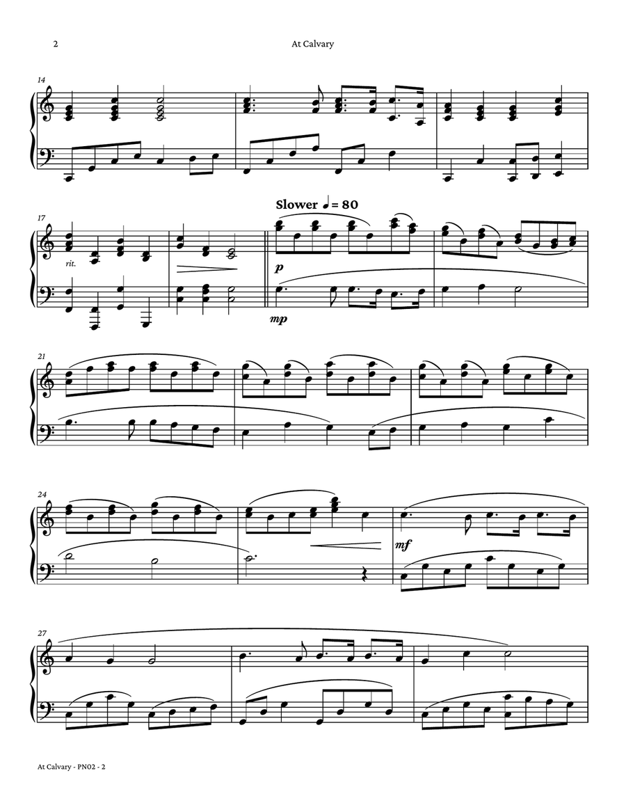 At Calvary by James Gilbert Piano Solo - Digital Sheet Music page 3