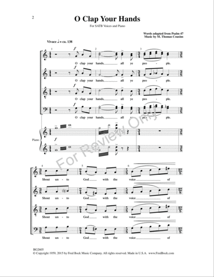 O Clap Your Hands O Clap Your Hands 4-Part scores gallery preview page 2