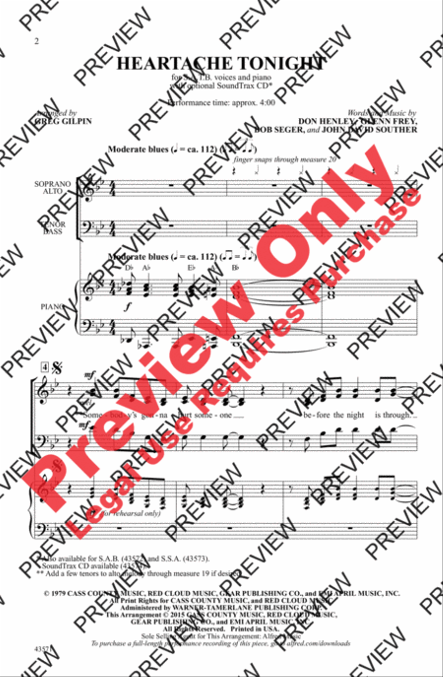 Heartache Tonight Heartache Tonight Choir scores gallery preview page 2