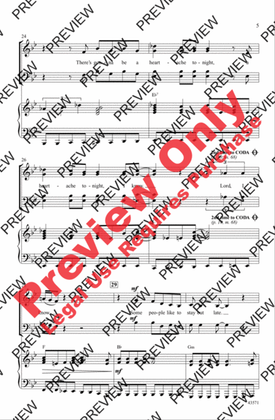 Heartache Tonight Heartache Tonight Choir scores gallery preview page 5