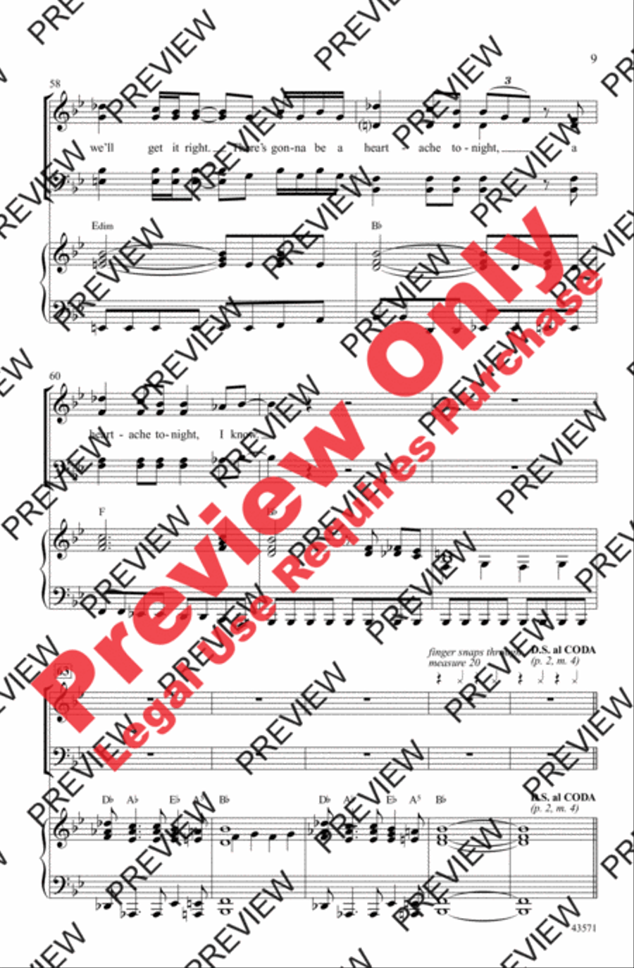Heartache Tonight Heartache Tonight Choir scores gallery preview page 9