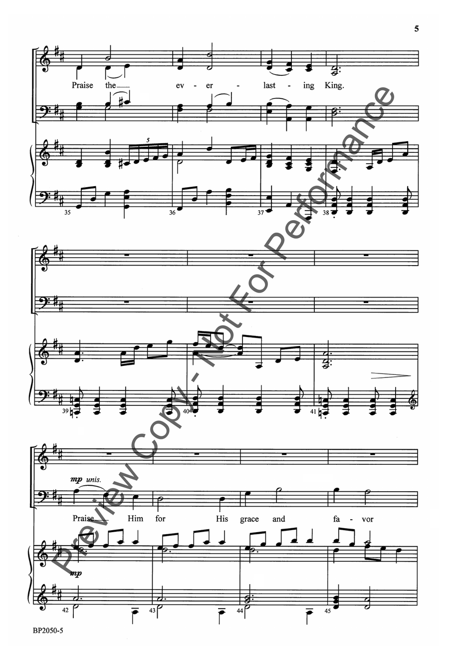 Praise, My Soul, the King of Heaven 4-Part scores gallery preview page 6
