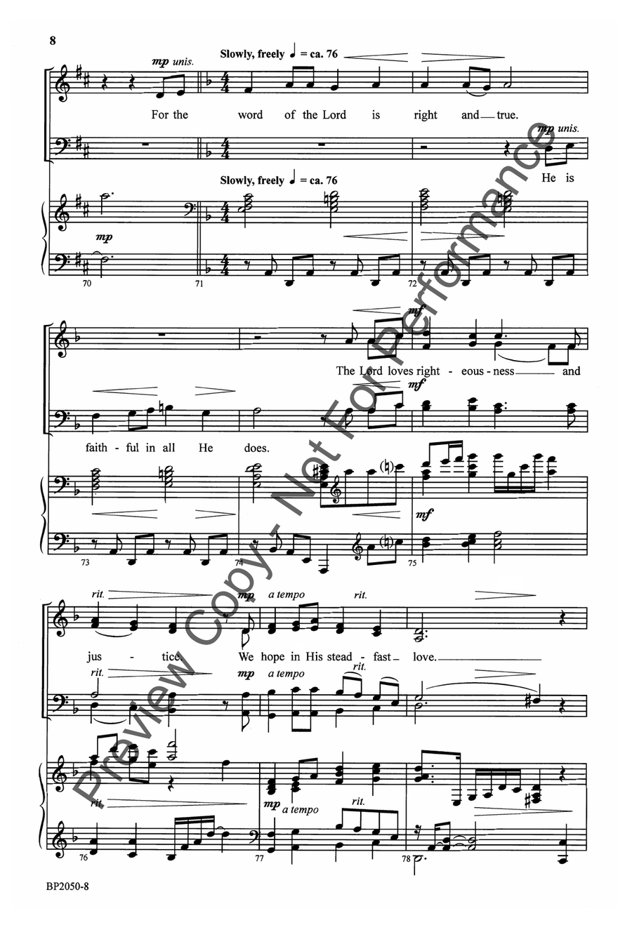 Praise, My Soul, the King of Heaven 4-Part scores gallery preview page 9