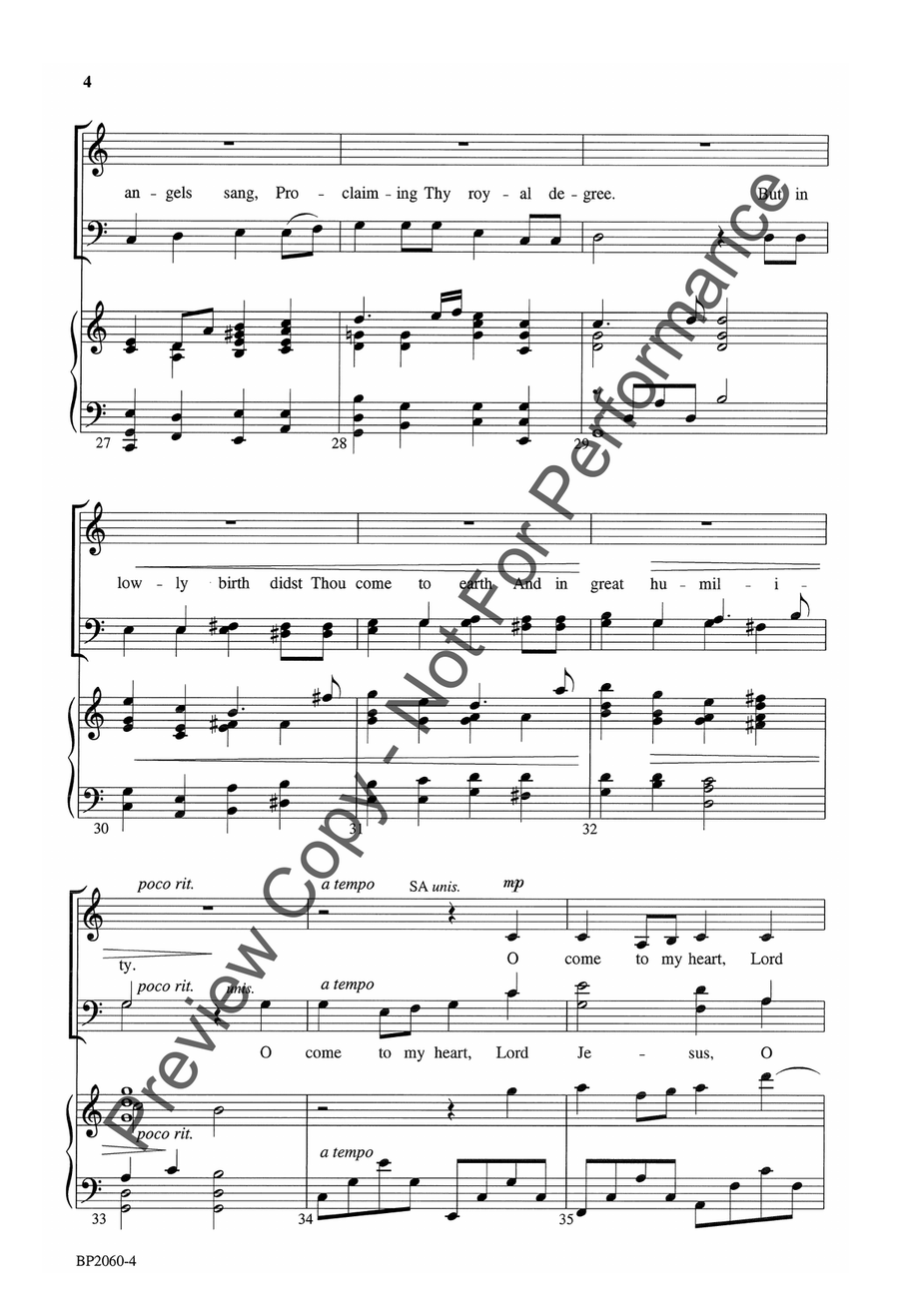 Thou Didst Leave Thy Throne 4-Part scores gallery preview page 5