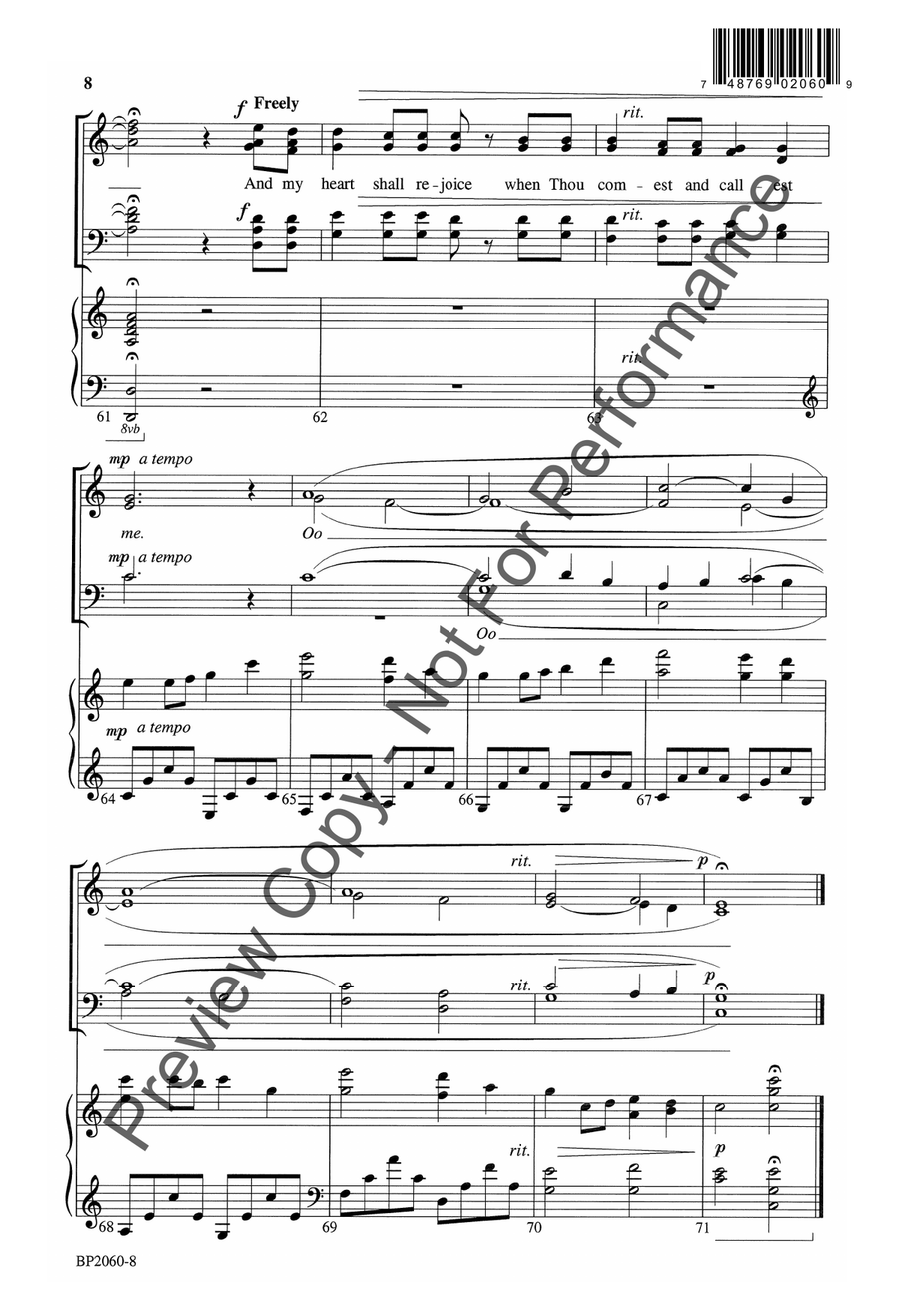 Thou Didst Leave Thy Throne 4-Part scores gallery preview page 9