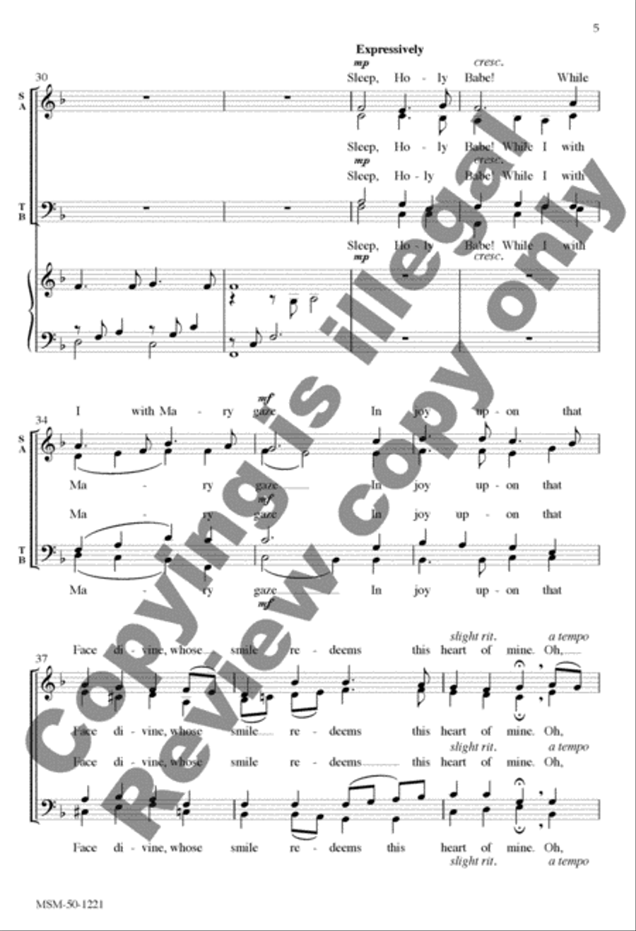 Sleep, Holy Babe Sleep, Holy Babe 4-Part scores gallery preview page 5
