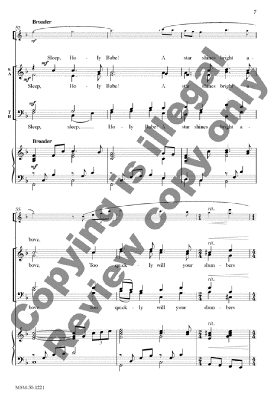 Sleep, Holy Babe Sleep, Holy Babe 4-Part scores gallery preview page 7