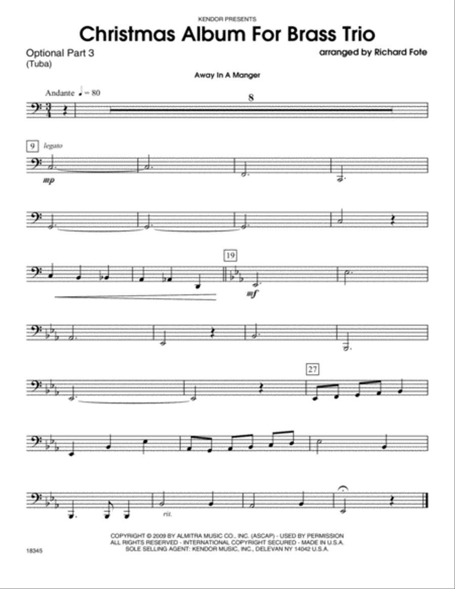 Christmas Album For Brass Trio - Part 3 Brass Trio scores gallery preview page 1