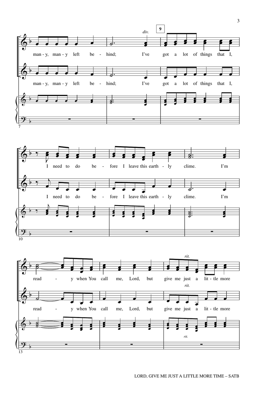 Lord, Give Me Just A Little More Time 4-Part scores gallery preview page 2